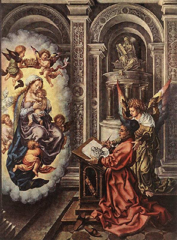 GOSSAERT, Jan (Mabuse) St Luke Painting the Madonna sdg Spain oil painting art